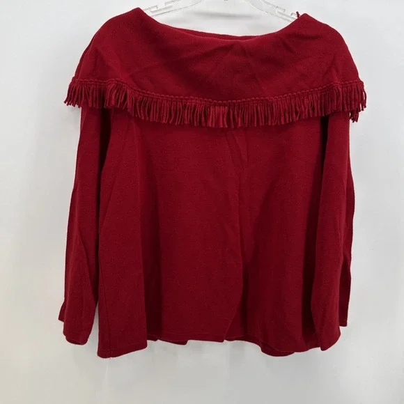 Lady Dorby Red Sweater with Fringe Size 2XL 90s Vintage Boho‎ - Picture 2 of 7